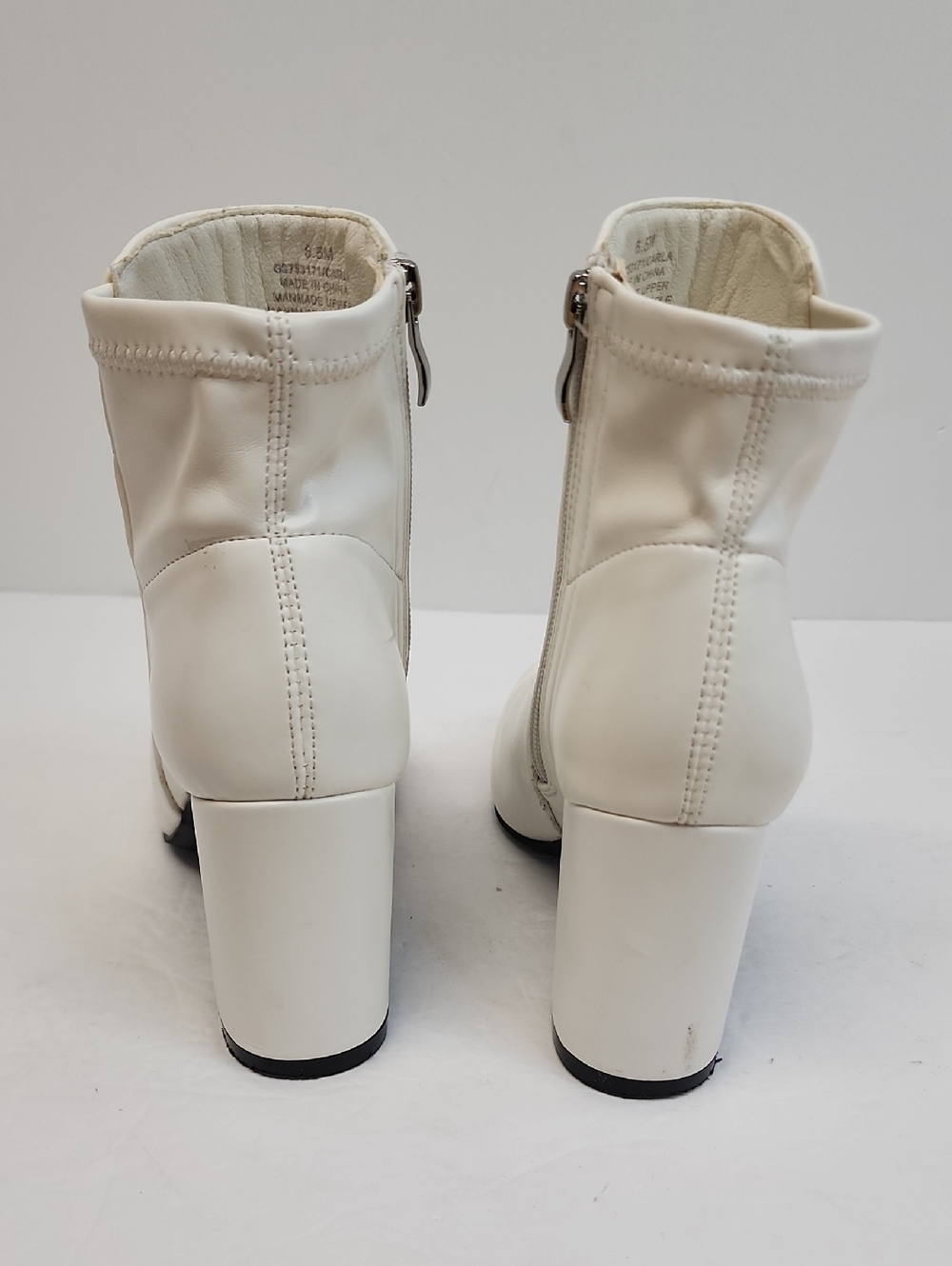 MIA White Block Heel Ankle Boots Side Zip Booties Size 6.5 - Picture 3 of 12